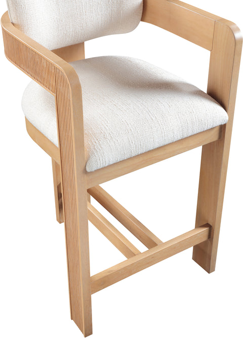 Selene Cream Linen Textured Fabric Upholstered Counter Stool , 1 Piece (Style 1)