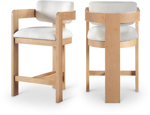 Selene Cream Linen Textured Fabric Upholstered Counter Stool , 1 Piece (Style 1)