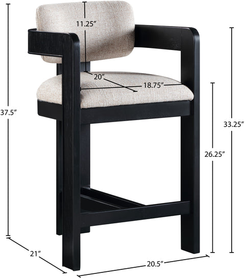 Selene Beige Linen Textured Fabric Upholstered Counter Stool , 1 Piece (Style 2)
