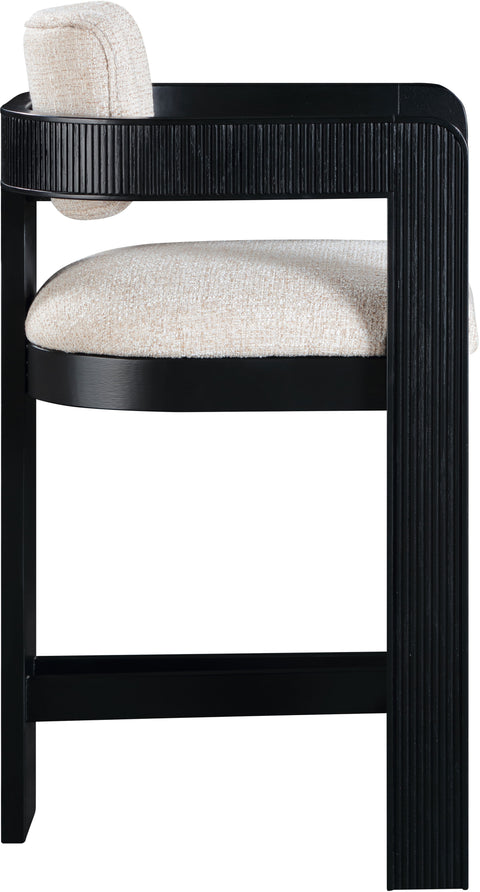 Selene Beige Linen Textured Fabric Upholstered Counter Stool , 1 Piece (Style 2)