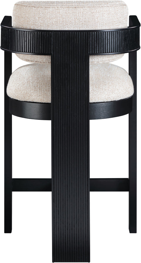 Selene Beige Linen Textured Fabric Upholstered Counter Stool , 1 Piece (Style 2)