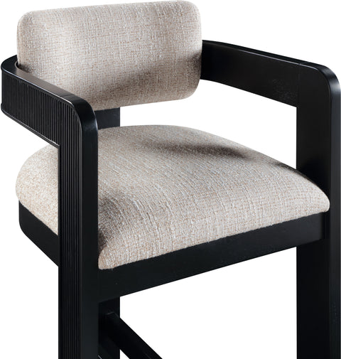 Selene Beige Linen Textured Fabric Upholstered Counter Stool , 1 Piece (Style 2)