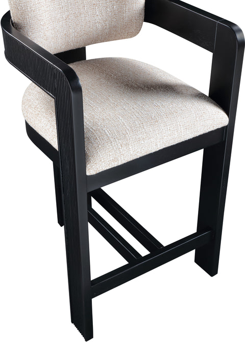 Selene Beige Linen Textured Fabric Upholstered Counter Stool , 1 Piece (Style 2)