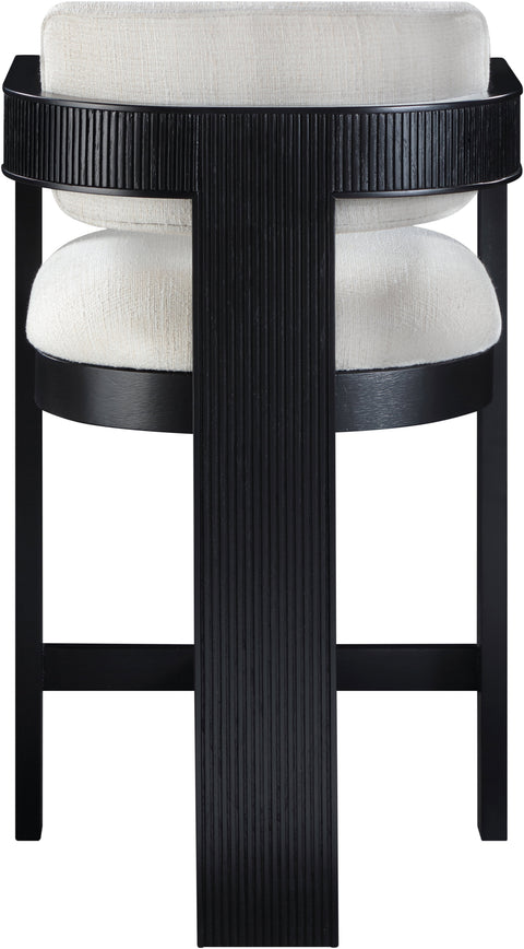 Selene Cream Linen Textured Fabric Upholstered Counter Stool , 1 Piece (Style 2)