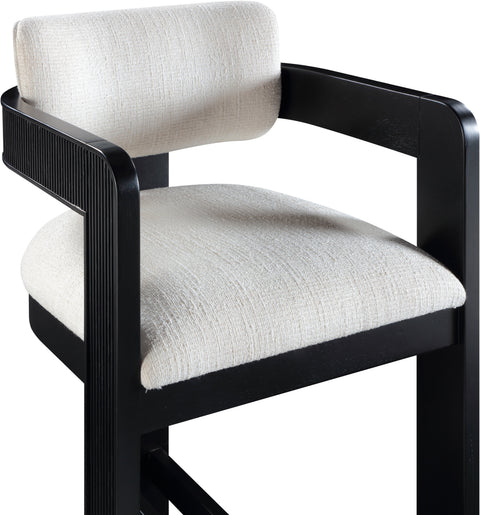 Selene Cream Linen Textured Fabric Upholstered Counter Stool , 1 Piece (Style 2)