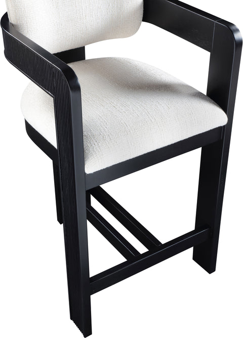 Selene Cream Linen Textured Fabric Upholstered Counter Stool , 1 Piece (Style 2)