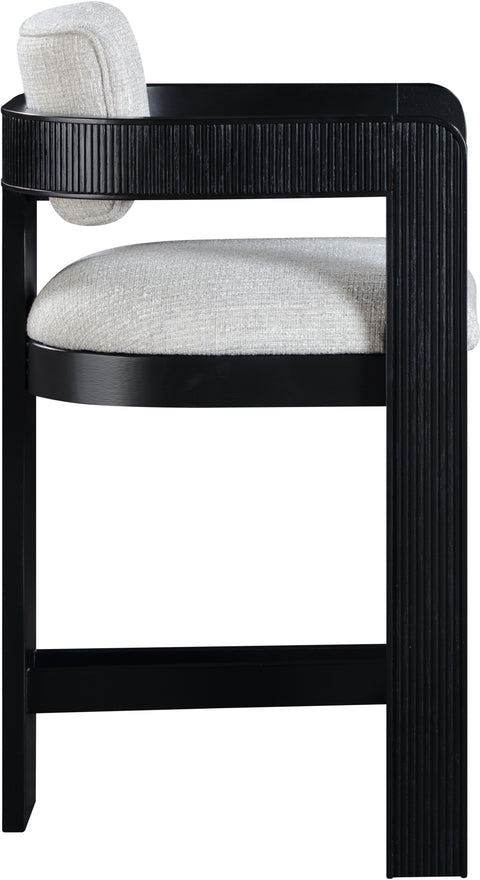 Selene Grey Linen Textured Fabric Upholstered Counter Stool, 1 Piece
