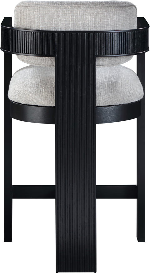 Selene Grey Linen Textured Fabric Upholstered Counter Stool, 1 Piece