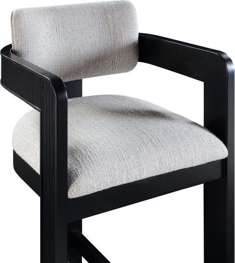 Selene Grey Linen Textured Fabric Upholstered Counter Stool, 1 Piece