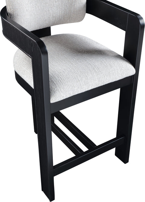 Selene Grey Linen Textured Fabric Upholstered Counter Stool, 1 Piece