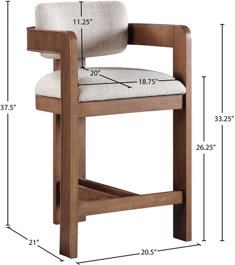 Selene Beige Linen Textured Fabric Upholstered Counter Stool , 1 Piece (Style 3)