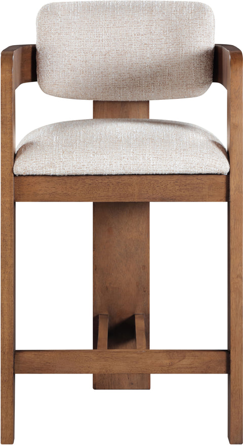 Selene Beige Linen Textured Fabric Upholstered Counter Stool , 1 Piece (Style 3)