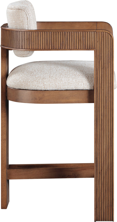 Selene Beige Linen Textured Fabric Upholstered Counter Stool , 1 Piece (Style 3)