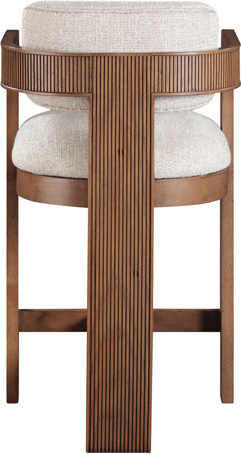 Selene Beige Linen Textured Fabric Upholstered Counter Stool , 1 Piece (Style 3)