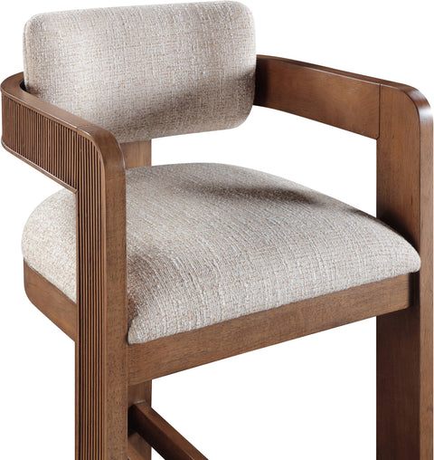 Selene Beige Linen Textured Fabric Upholstered Counter Stool , 1 Piece (Style 3)