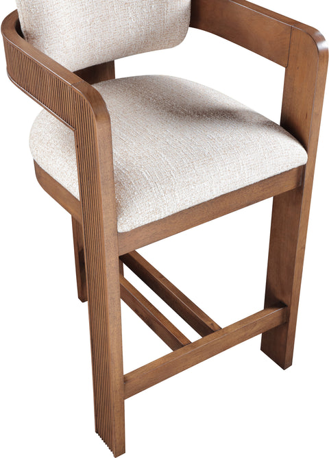 Selene Beige Linen Textured Fabric Upholstered Counter Stool , 1 Piece (Style 3)
