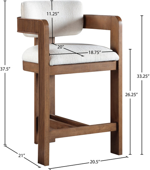 Selene Cream Linen Textured Fabric Upholstered Counter Stool , 1 Piece (Style 3)