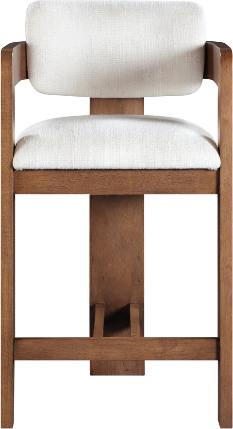Selene Cream Linen Textured Fabric Upholstered Counter Stool , 1 Piece (Style 3)