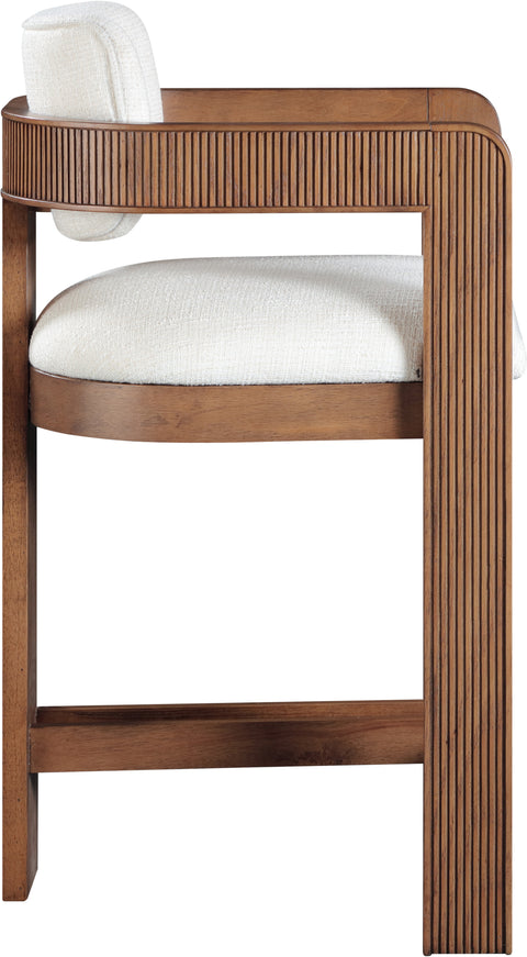 Selene Cream Linen Textured Fabric Upholstered Counter Stool , 1 Piece (Style 3)