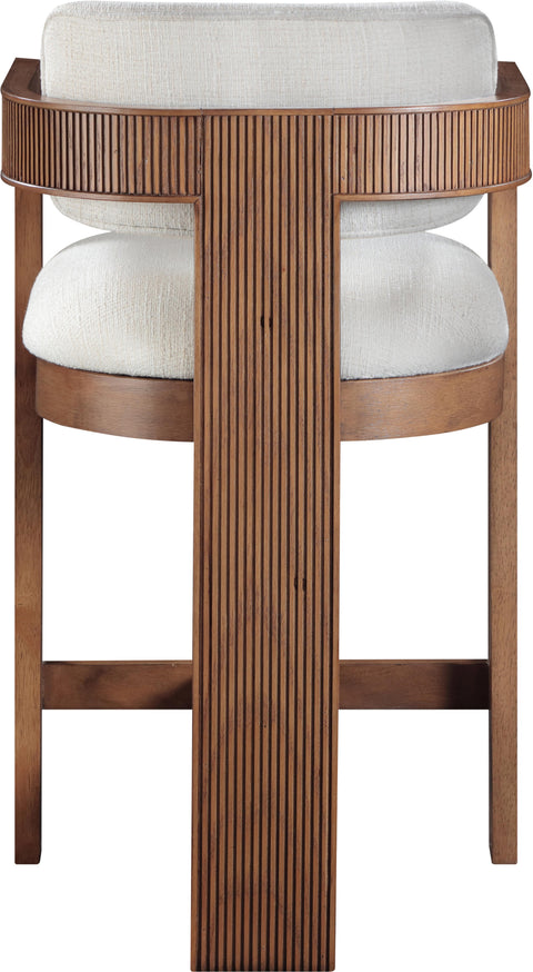 Selene Cream Linen Textured Fabric Upholstered Counter Stool , 1 Piece (Style 3)