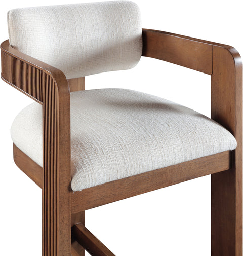 Selene Cream Linen Textured Fabric Upholstered Counter Stool , 1 Piece (Style 3)