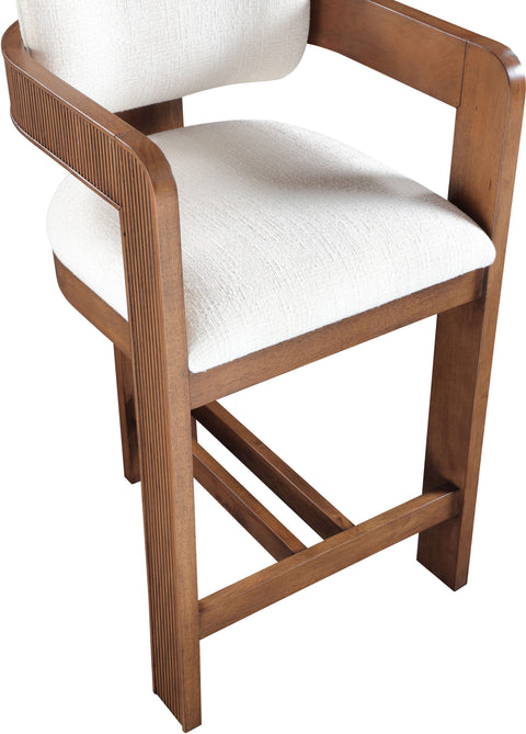 Selene Cream Linen Textured Fabric Upholstered Counter Stool , 1 Piece (Style 3)