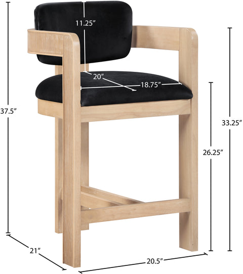 Selene Black Velvet Upholstered Counter Stool , 1 Piece (Style 1)