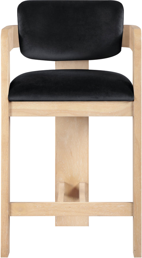 Selene Black Velvet Upholstered Counter Stool , 1 Piece (Style 1)