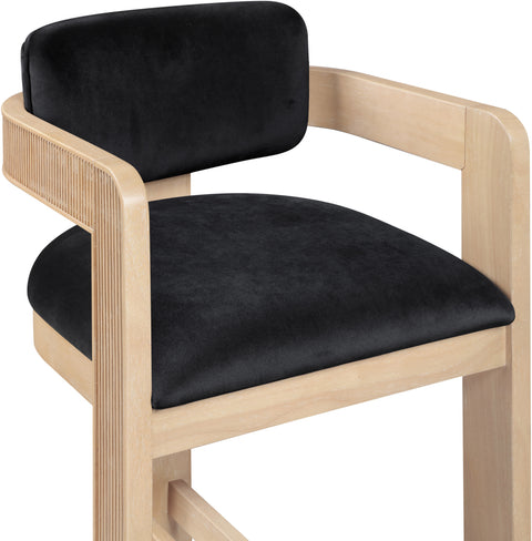 Selene Black Velvet Upholstered Counter Stool , 1 Piece (Style 1)