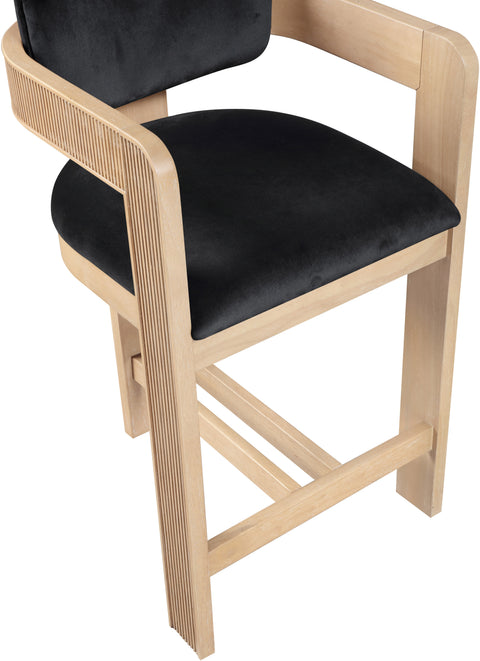 Selene Black Velvet Upholstered Counter Stool , 1 Piece (Style 1)
