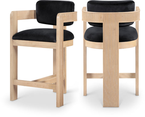Selene Black Velvet Upholstered Counter Stool , 1 Piece (Style 1)