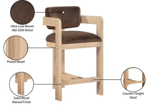 Amara Velvet Upholstered Counter Stool, 1 Piece