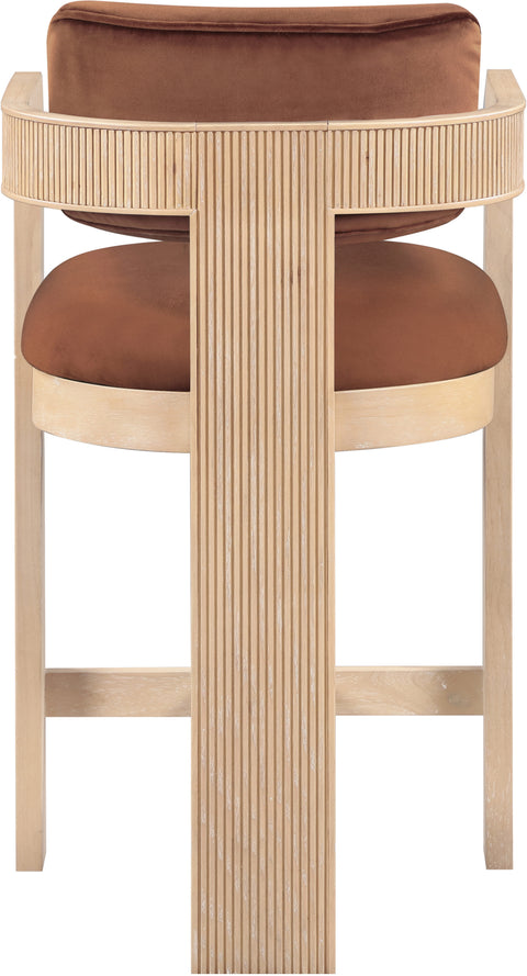 Selene Cognac Velvet Upholstered Counter Stool , 1 Piece (Style 1)