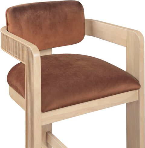Selene Cognac Velvet Upholstered Counter Stool , 1 Piece (Style 1)