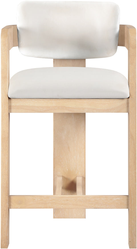 Selene Cream Velvet Upholstered Counter Stool , 1 Piece (Style 1)