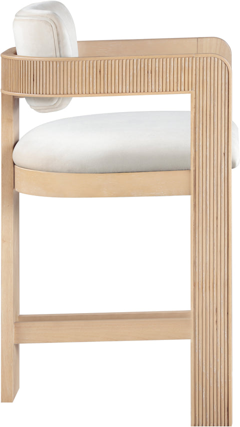 Selene Cream Velvet Upholstered Counter Stool , 1 Piece (Style 1)