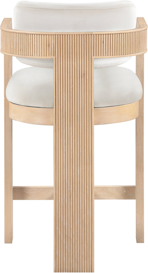 Selene Cream Velvet Upholstered Counter Stool , 1 Piece (Style 1)