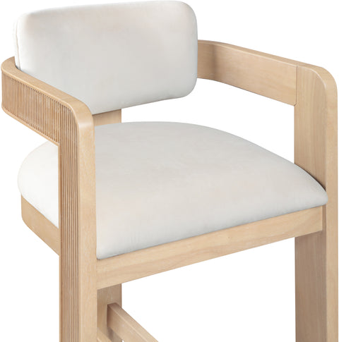 Selene Cream Velvet Upholstered Counter Stool , 1 Piece (Style 1)
