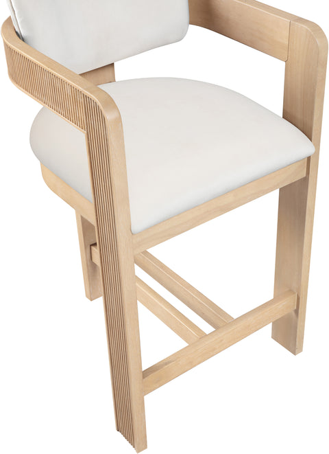 Selene Cream Velvet Upholstered Counter Stool , 1 Piece (Style 1)