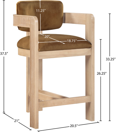 Selene Saddle Velvet Upholstered Counter Stool , 1 Piece (Style 1)