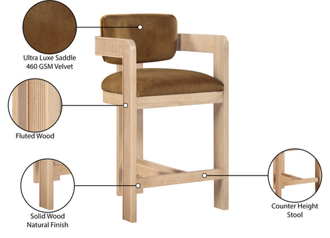 Selene Saddle Velvet Upholstered Counter Stool , 1 Piece (Style 1)