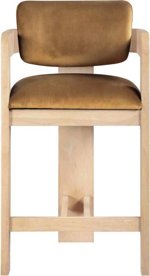 Selene Saddle Velvet Upholstered Counter Stool , 1 Piece (Style 1)