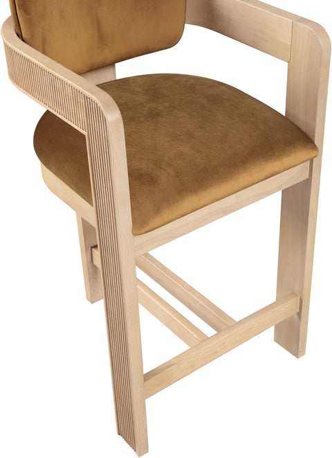 Selene Saddle Velvet Upholstered Counter Stool , 1 Piece (Style 1)
