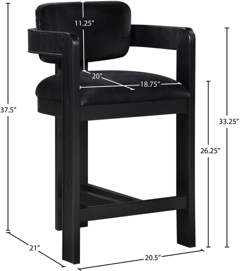 Selene Black Velvet Upholstered Counter Stool , 1 Piece (Style 2)