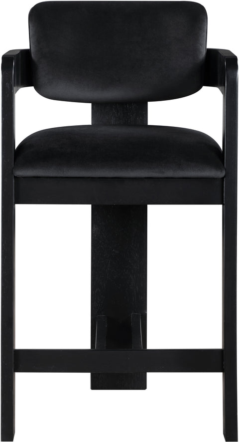 Selene Black Velvet Upholstered Counter Stool , 1 Piece (Style 2)