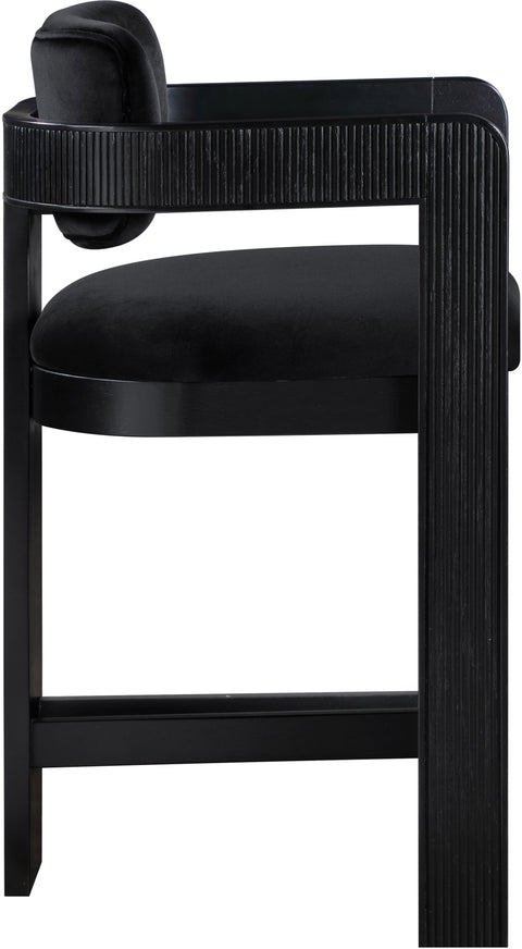 Selene Black Velvet Upholstered Counter Stool , 1 Piece (Style 2)