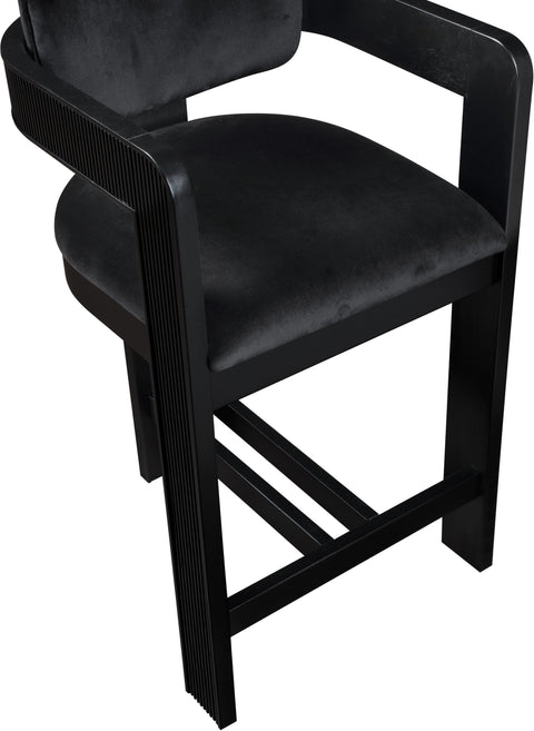 Selene Black Velvet Upholstered Counter Stool , 1 Piece (Style 2)