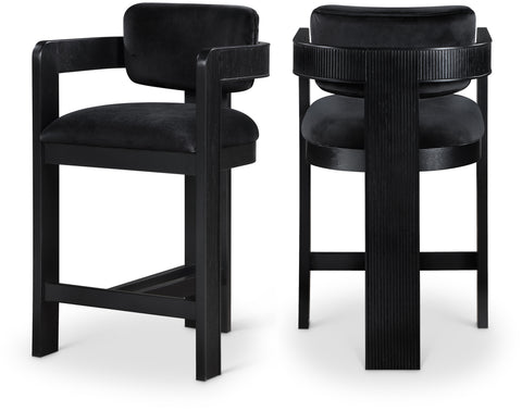Selene Black Velvet Upholstered Counter Stool , 1 Piece (Style 2)