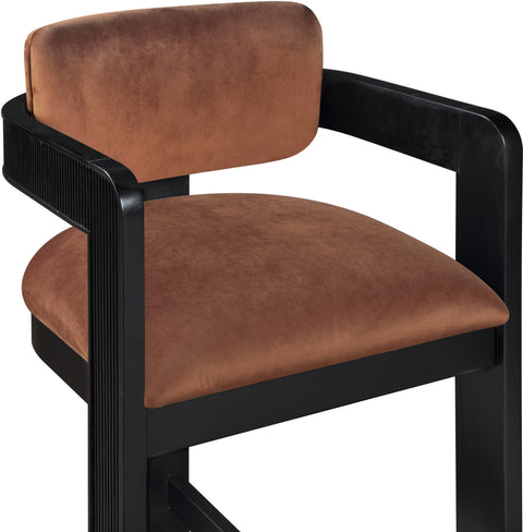 Selene Cognac Velvet Upholstered Counter Stool , 1 Piece (Style 2)