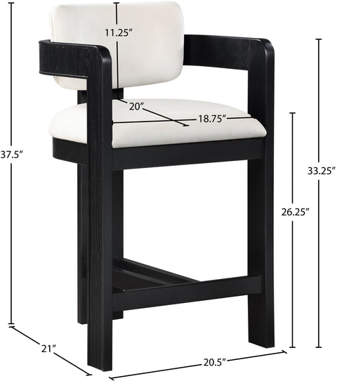 Selene Cream Velvet Upholstered Counter Stool , 1 Piece (Style 2)